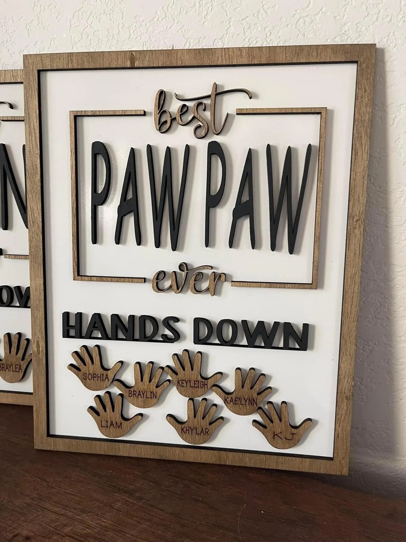 "Hands Down" Wooden Sign – Personalized with Names