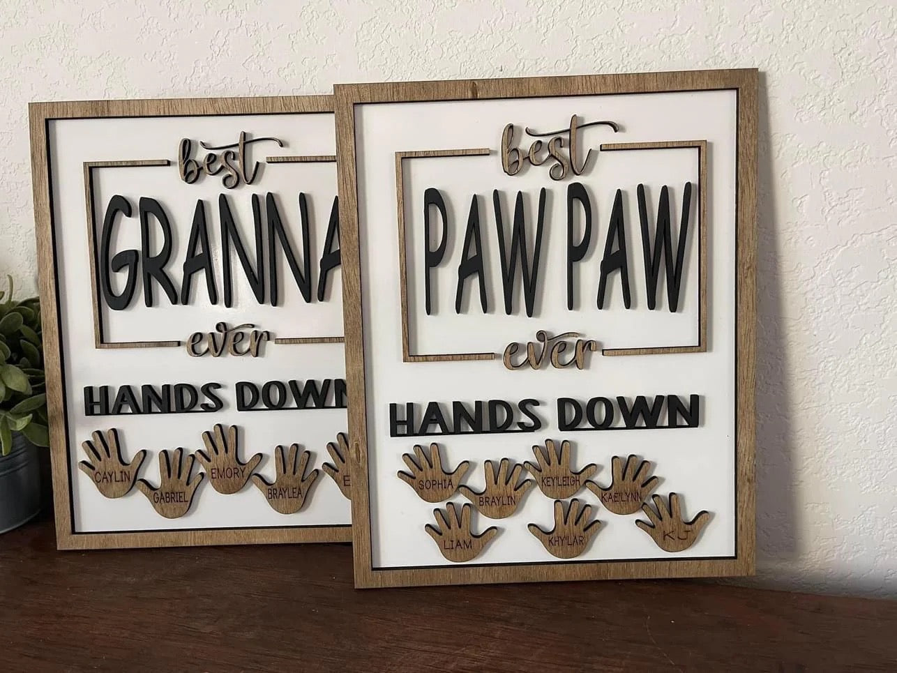 "Hands Down" Wooden Sign – Personalized with Names