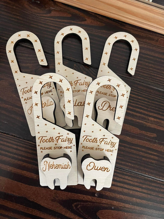 Personalized Tooth Fairy Door Hanger – Custom Wood with Name