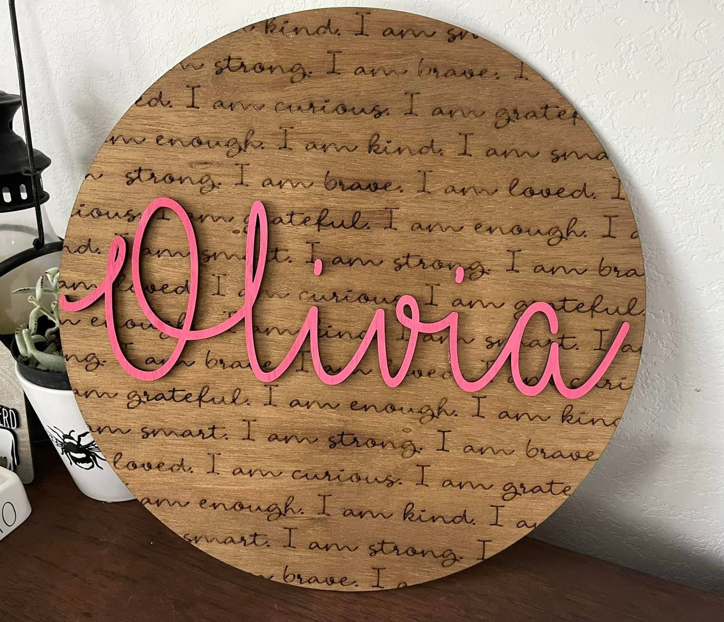 "You Are My Sunshine" Round Sign – Custom 3D Laser Cut with Name