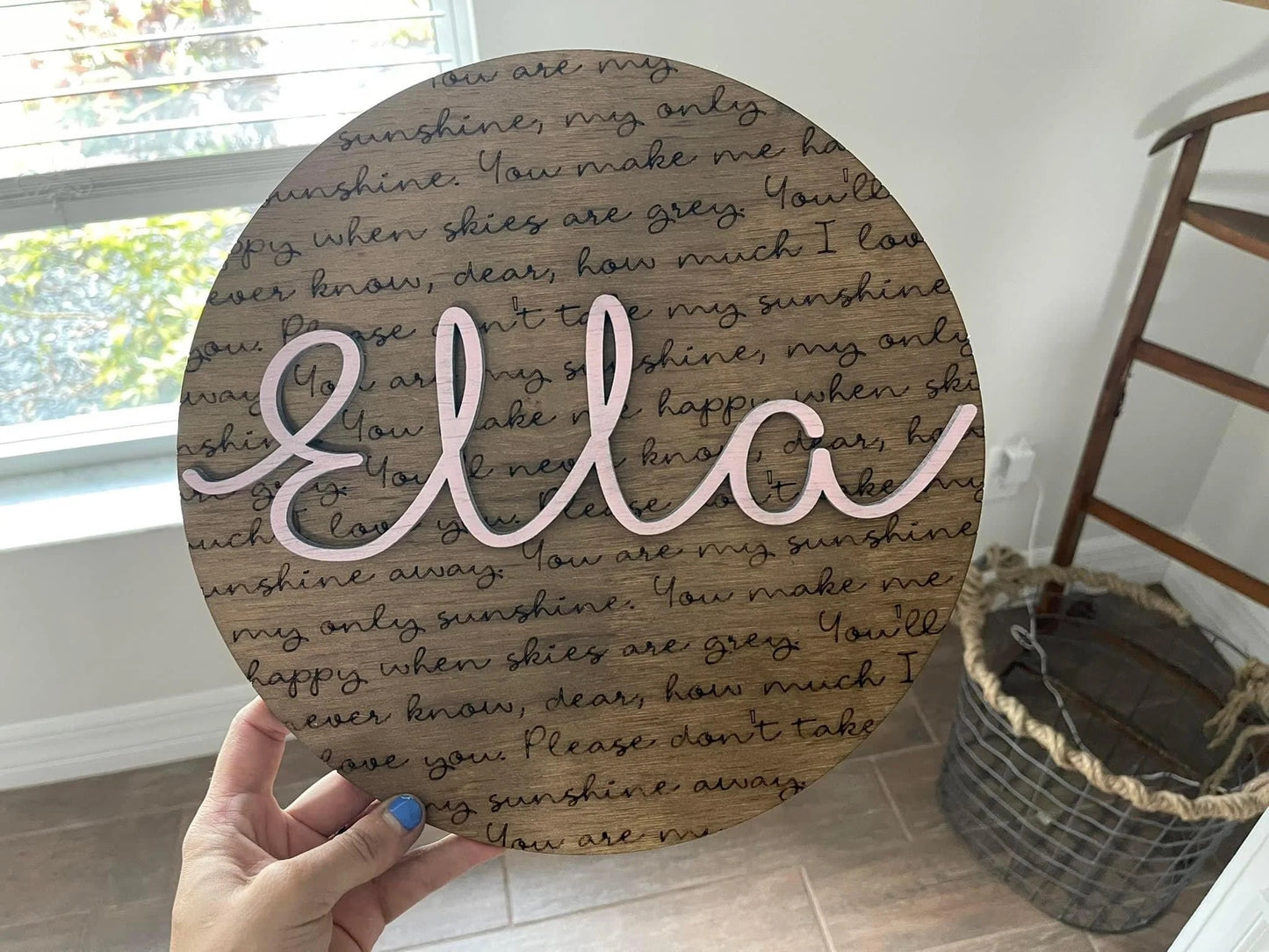 "You Are My Sunshine" Round Sign – Custom 3D Laser Cut with Name