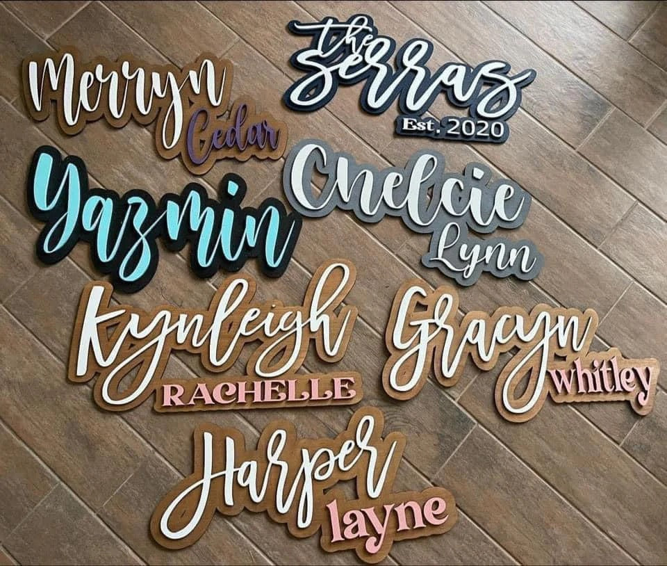 Custom Stacked Name Signs – Personalized Wooden Signs (12"-36")