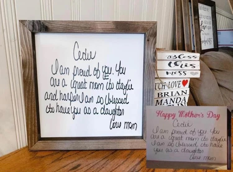 Custom Traced Handwritten Signs – Choose Your Frame Color | Recipes, Notes & More