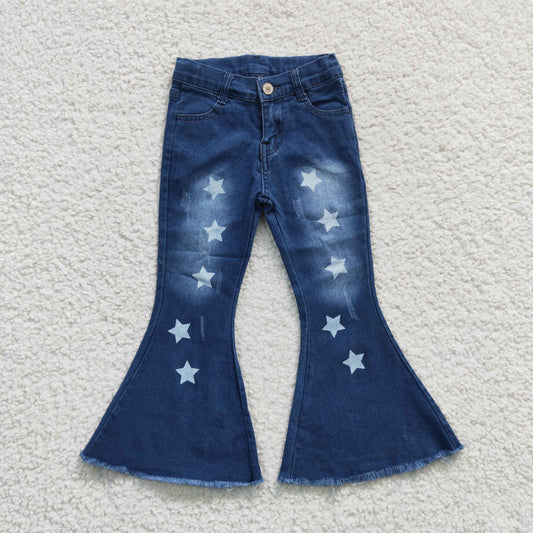 PREORDER - Distressed Star Denim Bell Bottom Pants (3/6M - 14/16)