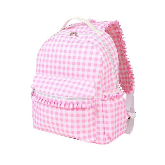 PREORDER - Pink Checkered Ruffle Backpack