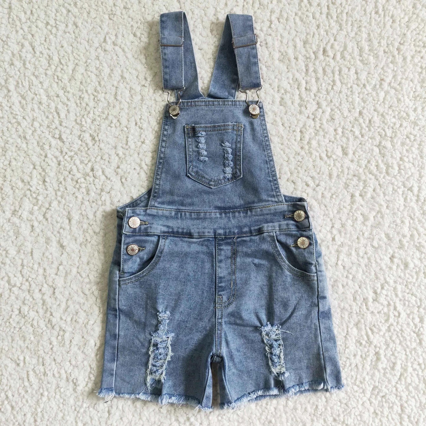 PREORDER - Distressed Overall Shorts (3/6M - 14/16)