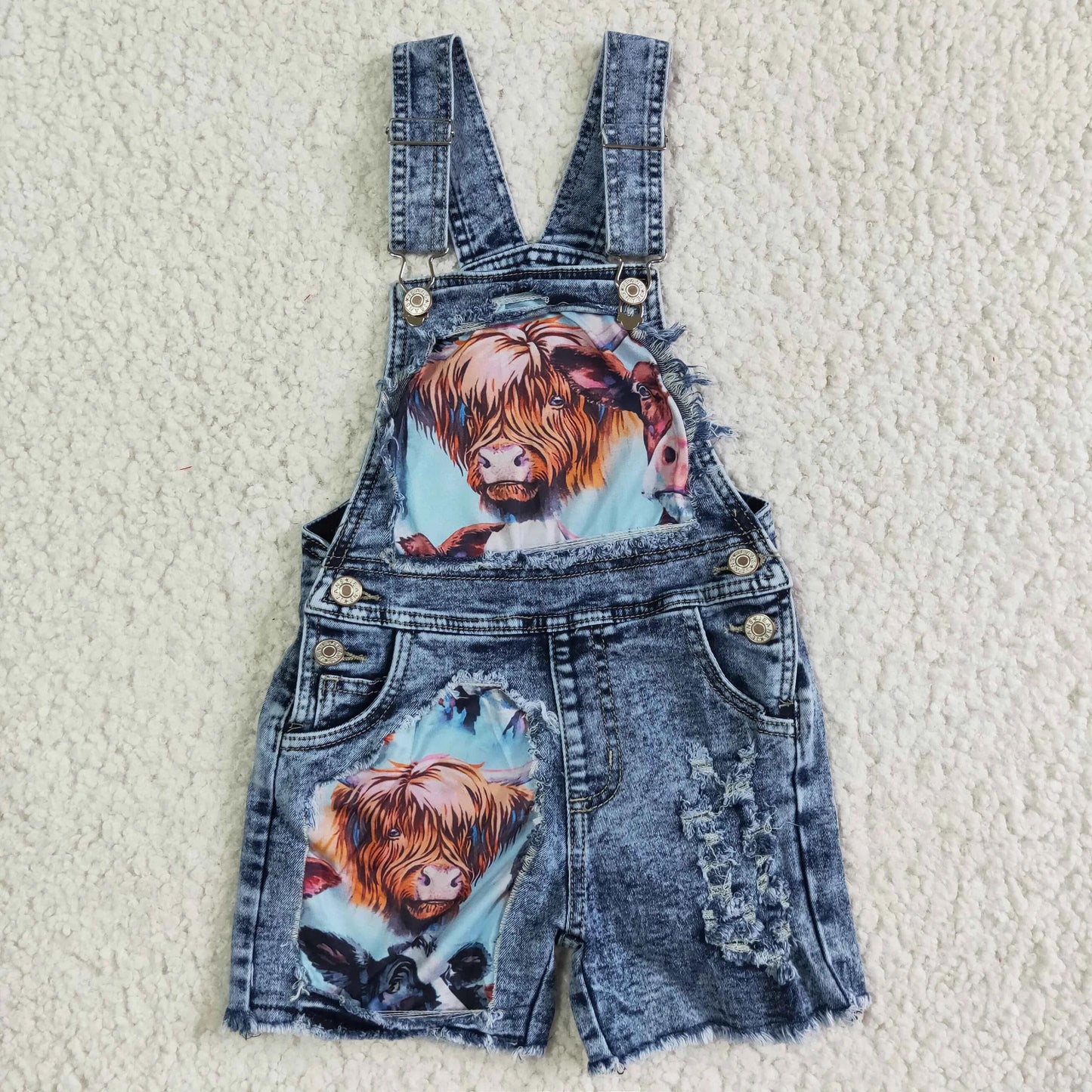 PREORDER - Patchy Cow Overall Shorts (3/6M - 14/16)