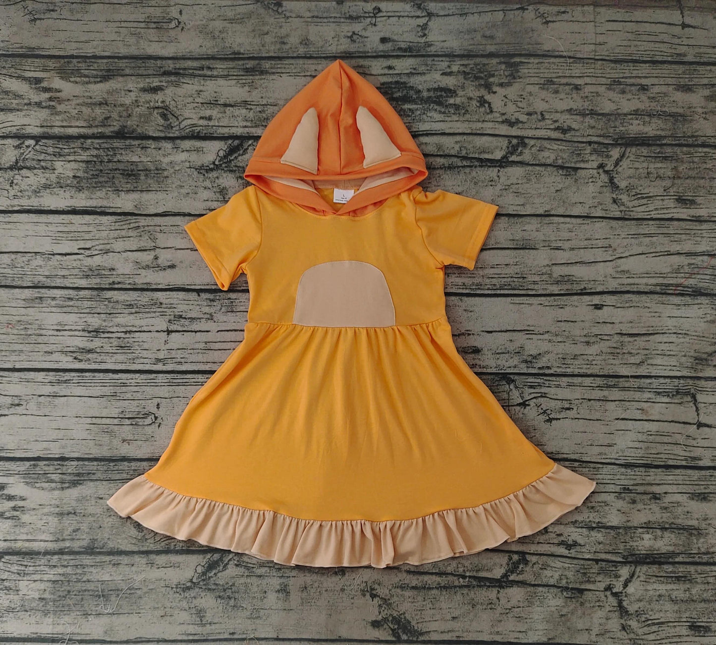 PREORDER - Orange Hooded Ear Dress (3/6M - 14/16)