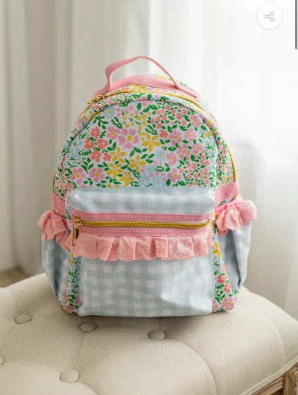 PREORDER - Pink Trim Floral Backpack