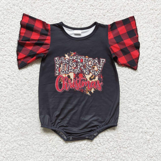 Leopard Plaid Christmas Romper (3/6M - 2T)