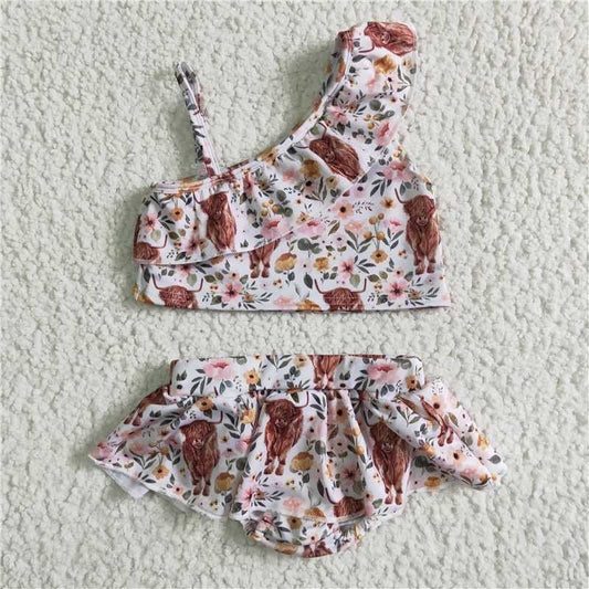 Highland Cow Two Piece Swimsuit (3/6M - 14/16)