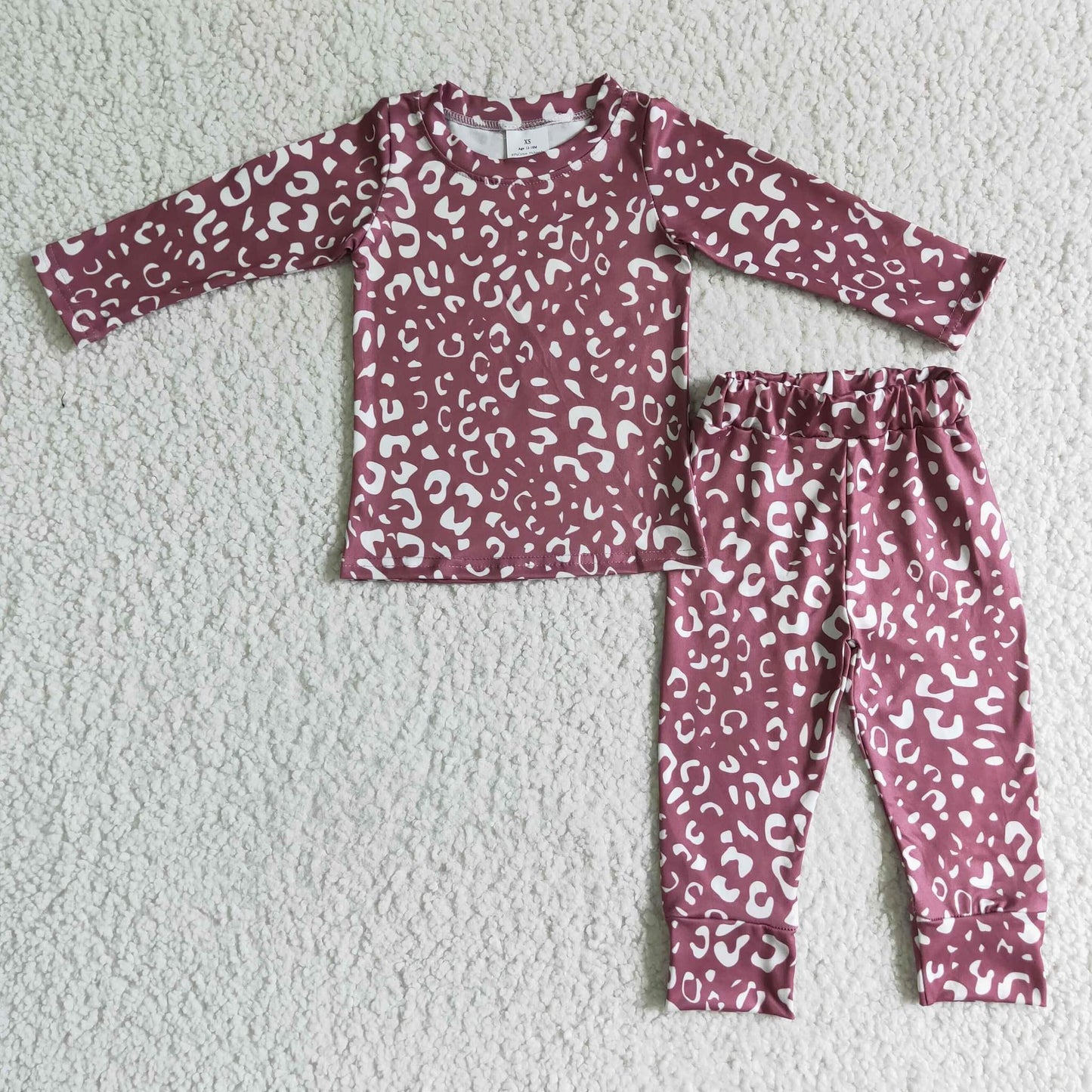 Mauve Leopard Print Pajamas (3/6M - 14/16)