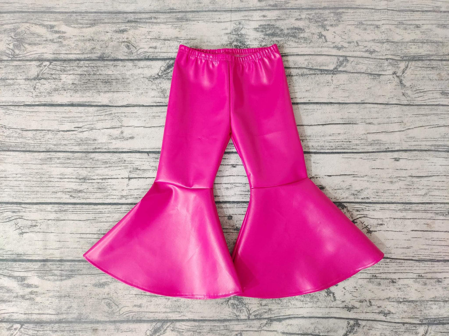 Bright Pink Leather Bell Bottom Pants (3/6M - 14/16)