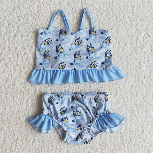 Blue Girl Two Piece Swimsuit (3/6M - 7/8)