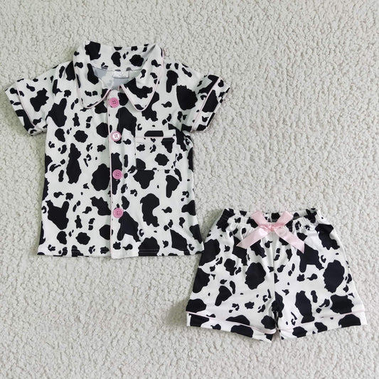 B & W Cow SS Pajamas (3/6M - 14/16)
